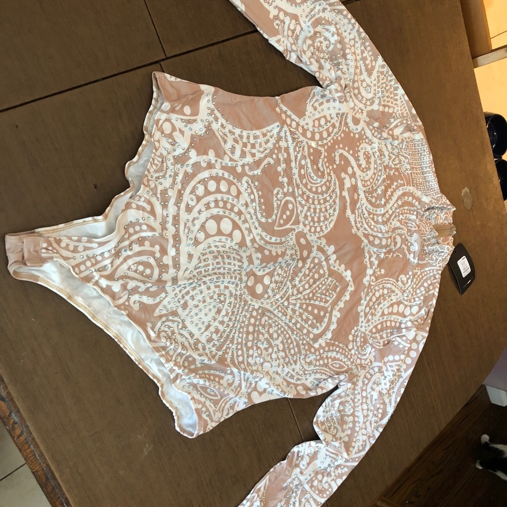 Long sleeve jeweled bodysuit. Size 3X